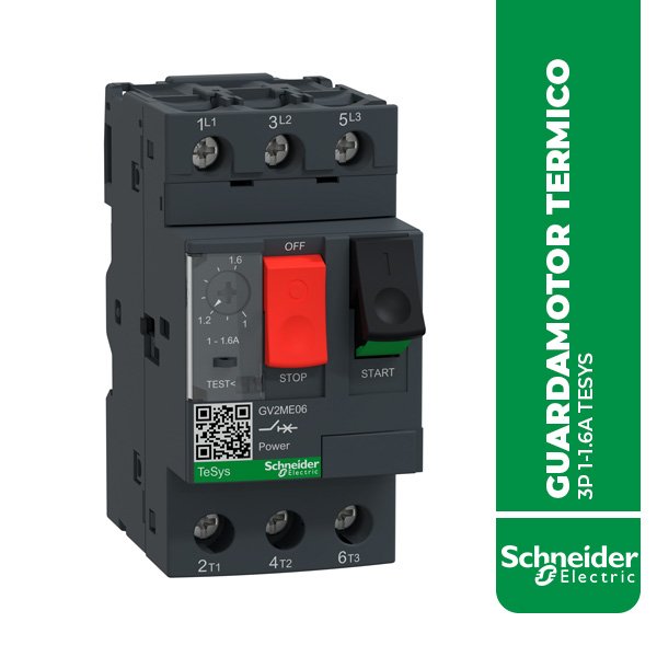 SE.GV2ME06 GUARDAMOTOR TERMICO 3P 1-1.6A TESYS