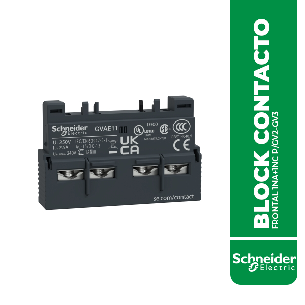 GVAE11 BLOCK CONTACTO FRONTAL 1NA+1NC P/GV2-GV3