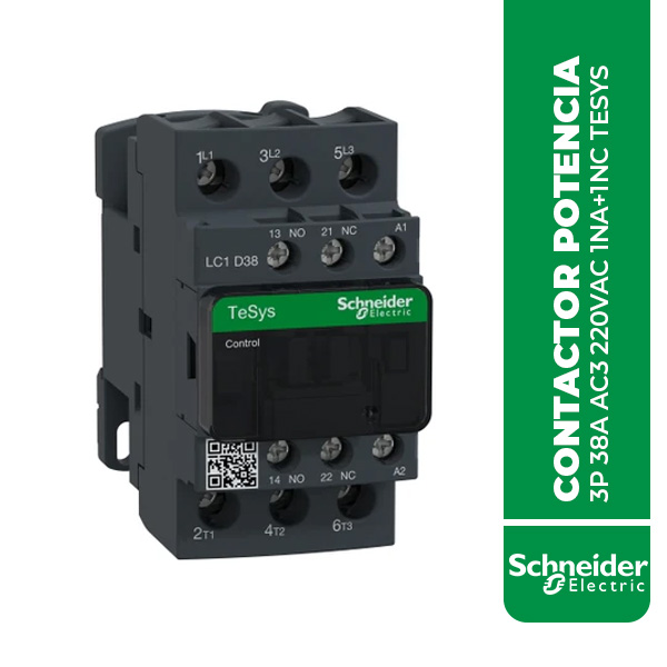 SE.LC1D38M7 CONTACTOR POTENCIA MAGNETICO 3P 38A AC3 220VAC 1NA+1NC TESYS