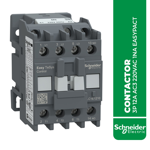 SE.LC1E1210M6 CONTACTOR 3P 12A AC3 220VAC 1NA EASYPACT