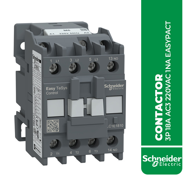 SE.LC1E1810M6 CONTACTOR 3P 18A AC3 220VAC 1NA EASYPACT