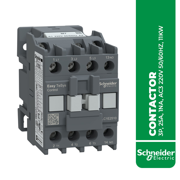 SE.LC1E2510M7 CONTACTOR 3P, 25A, 1NA, AC3 220V 50/60HZ, 11KW