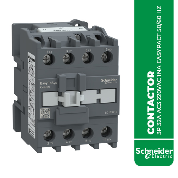 SE.LC1E3210M7 CONTACTOR 3P 32A AC3 220VAC 1NA EASYPACT 50/60 HZ