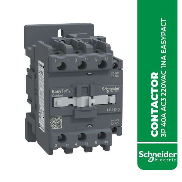 SE.LC1E40M6 CONTACTOR 3P 40A AC3 220VAC 1NA EASYPACT