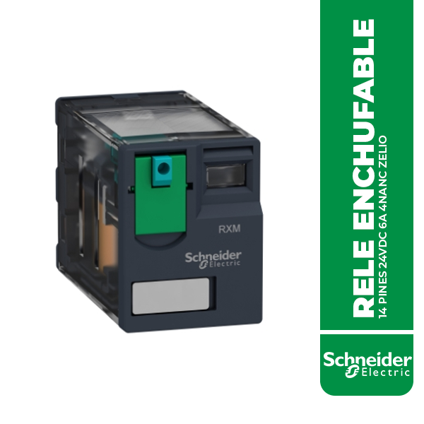 RXM4AB1BD RELE ENCHUFABLE 14 PINES 24VDC 6A 4NANC ZELIO