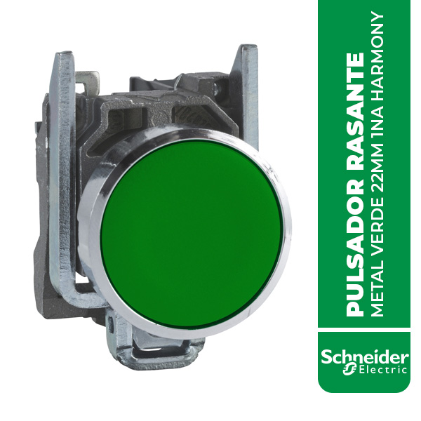 SE.XB4BA31 PULSADOR RASANTE METAL VERDE 22MM 1NA HARMONY