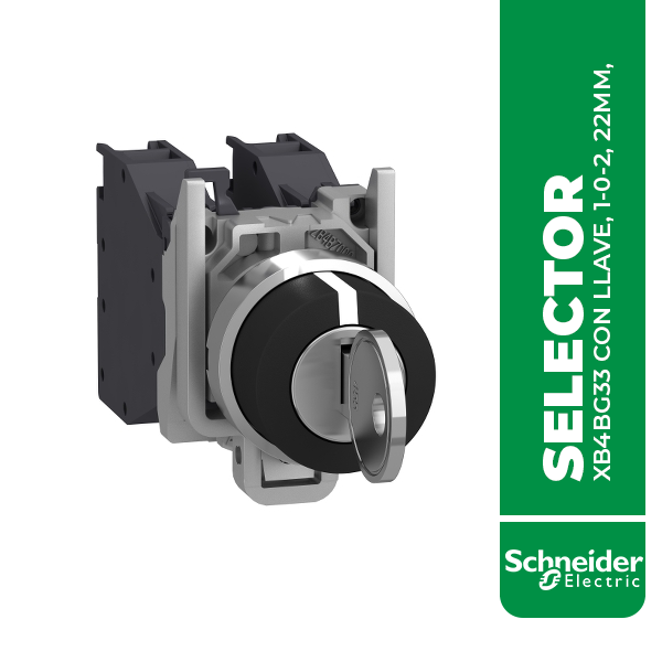 XB4BG33 SELECTOR XB4BG33 CON LLAVE, 1-0-2, 22MM