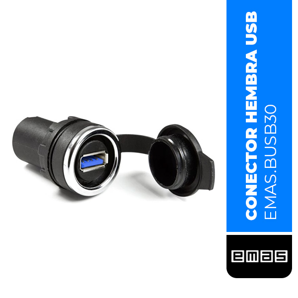 BUSB30 CONECTOR HEMBRA USB EMAS , USB 3.0 , 22MM, IP65