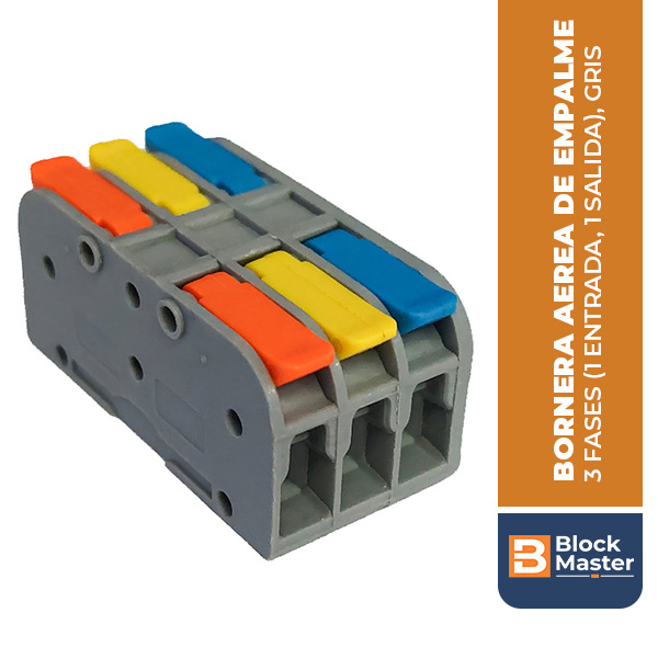 BM.224-3P-3 BORNERA AEREA DE EMPALME, 3 FASES (1 ENTRADA, 1 SALIDA), GRIS, 0.2-4mm2, 32A