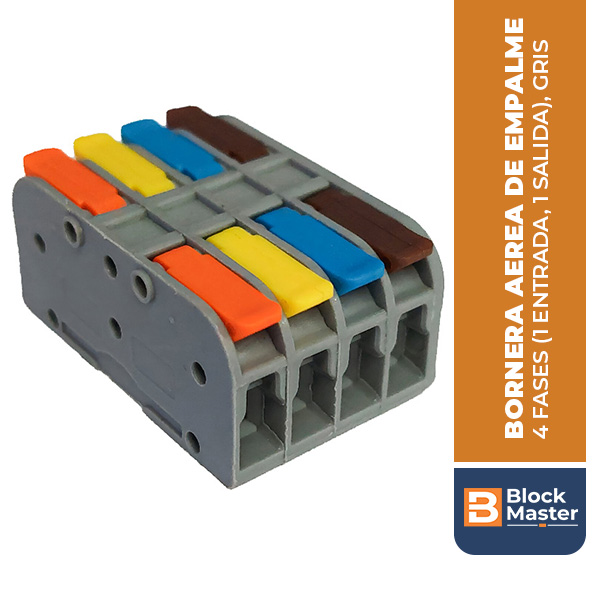 BM.224-4P-4 BORNERA AEREA DE EMPALME, 4 FASES (1 ENTRADA, 1 SALIDA), GRIS, 0.2-4mm2, 32A