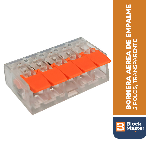 BM.221-5P-4M BORNERA AEREA DE EMPALME, 5 POLOS, TRANSPARENTE, 0.2-4mm2, 29.8x19.4x9.6MM, 32A