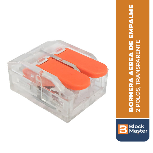 BM.221-2P-6M BORNERA AEREA DE EMPALME, 2 POLOS, TRANSPARENTE, 0.2-6mm2, 16.8x25.07x11.3MM, 40A
