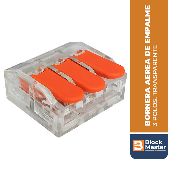 BM.221-3P-6M BORNERA AEREA DE EMPALME, 3 POLOS, TRANSPARENTE, 0.2-6mm2, 23.9x25.07x11.3MM, 40A