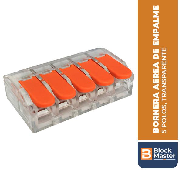 BM.221-5P-6M BORNERA AEREA DE EMPALME, 5 POLOS, TRANSPARENTE, 0.2-6mm2, 38.1x25.07x11.3MM, 40A