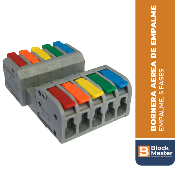 BM.224-5P-5-D BORNERA AEREA DE EMPALME, 5 FASES (1 ENTRADA Y 1 SALIDA), GRIS, 0.2-4mm2, PASO DE 5.5MM, 32A