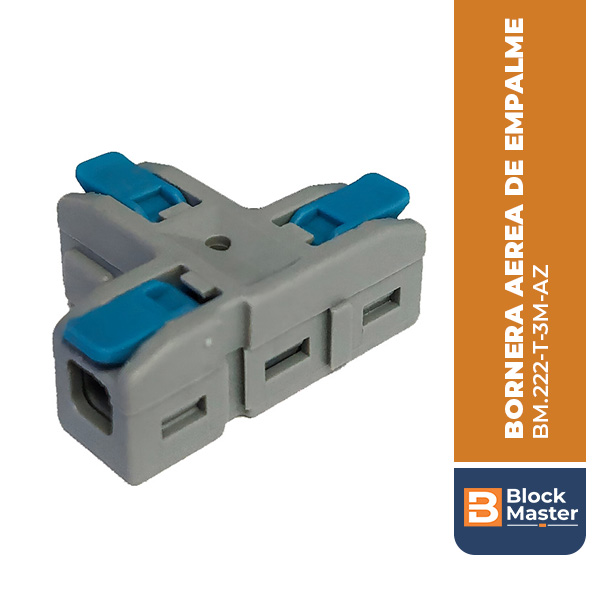 222-T-3M-AZ BORNERA AEREA DE EMPALME MODULAR TIPO T, AZUL, 0.02mm2-4mm2