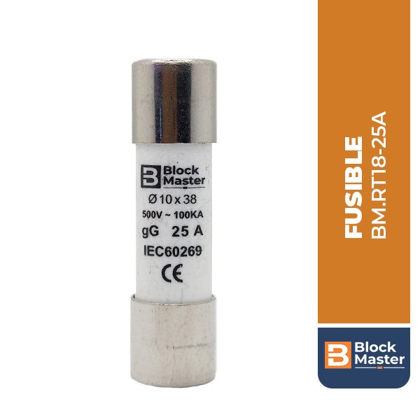 BM.RT18-25A FUSIBLE 25A, 10x38, Gg, 500V, 100kA, IEC 60269, CE, BLOCK MASTER