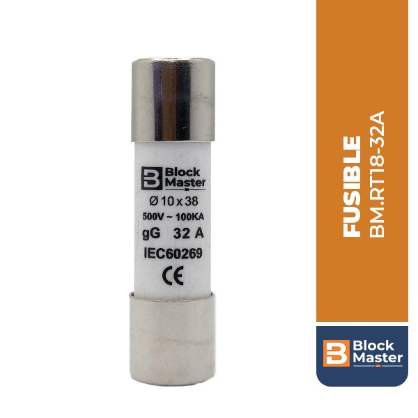 BM.RT18-32A FUSIBLE 32A, 10x38, Gg, 500V, 100kA, IEC 60269, CE, BLOCK MASTER