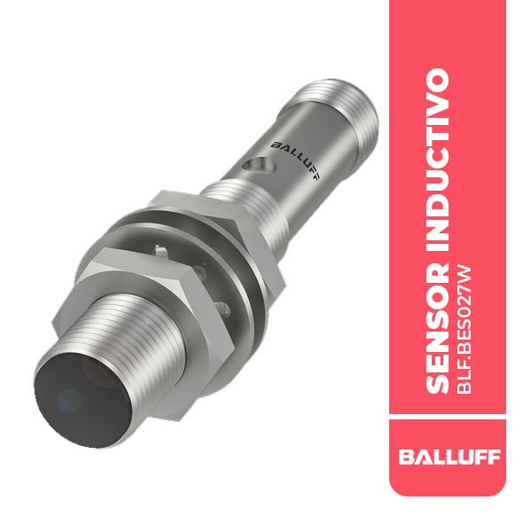 BLF.BES027W SENSOR INDUCTIVO, M12, Ø12x70MM, ALCANCE 2MM, CONECTOR M12-3P, RASANTE, N/O, 1000HZ, 20…250 VDC/VAC, IP67, BALLUFF