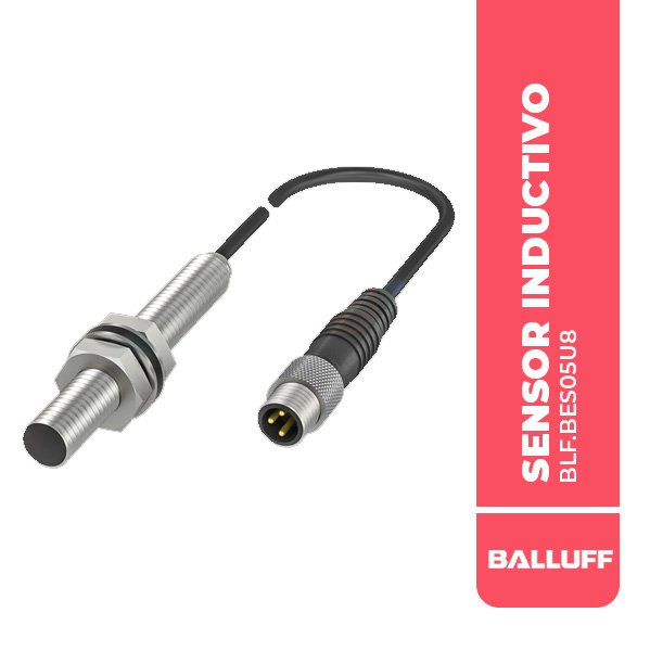 BLF.BES05U8 SENSOR INDUCTIVO Ø8x60MM, ALCANCE 4MM, PNP-NA, CABLE CON CONECTOR M8 3P 0.3M, 10-30VDC, IP67, BALLUFF