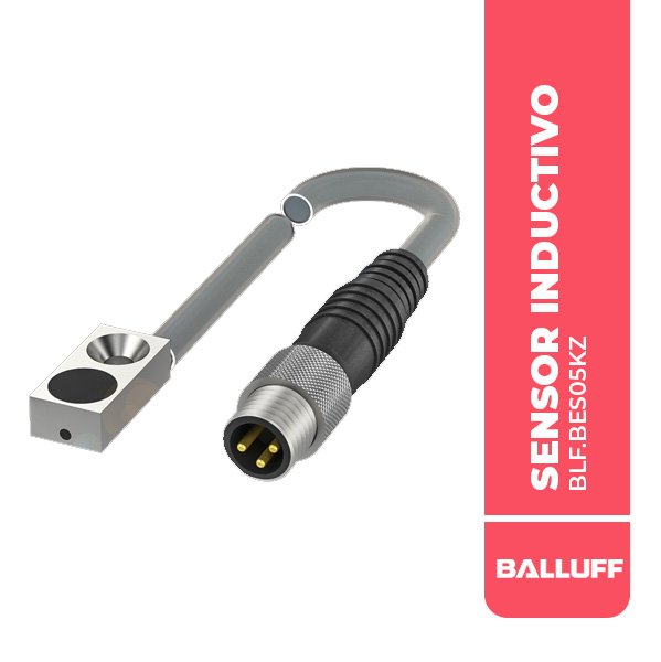BLF.BES05KZ SENSOR INDUCTIVO 16x8x4.7MM, RASANTE, ALCANCE 2MM, PNP NA, CABLE CON CONECTOR M8 3P 0.5M PUR, 10-30VDC, IP67, BALLUFF