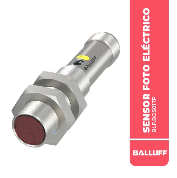 BLF.BOS01TP SENSOR FOTOELECTRICO, M12, Ø12x60MM, ALCANCE 0-250MM, CONECTOR M12 4P, NPN NA, LED DE LUZ ROJA, 10-30VDC, BALLUFF