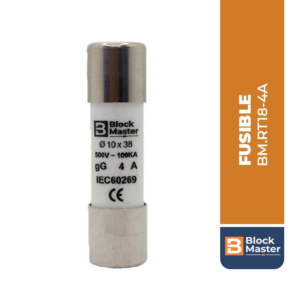 BM.RT18-4A FUSIBLE 4A, 10x38, Gg, 500V, 100kA, IEC 60269, CE, BLOCK MASTER