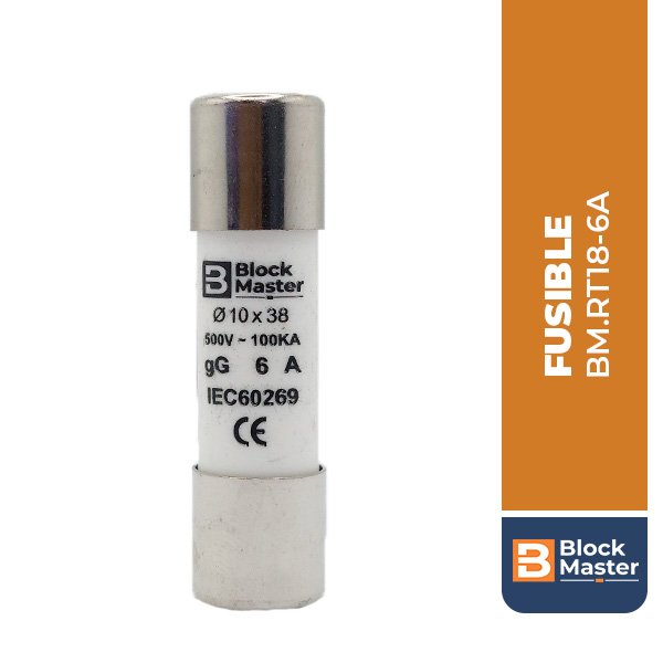BM.RT18-6A FUSIBLE 6A, 10x38, Gg, 500V, 100kA, IEC 60269, CE, BLOCK MASTER