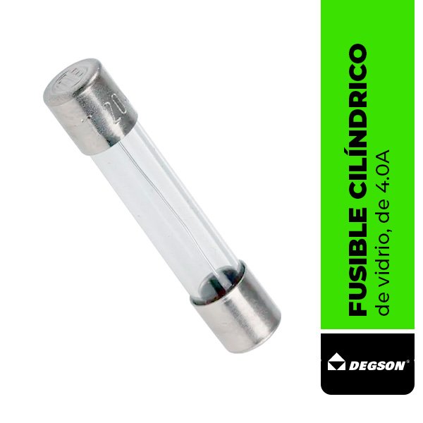 F-5x20-4.0A Fusible cilíndrico de vidrio, de 0.1 A, con curva de fusión rápida y baja capacidad de ruptura.