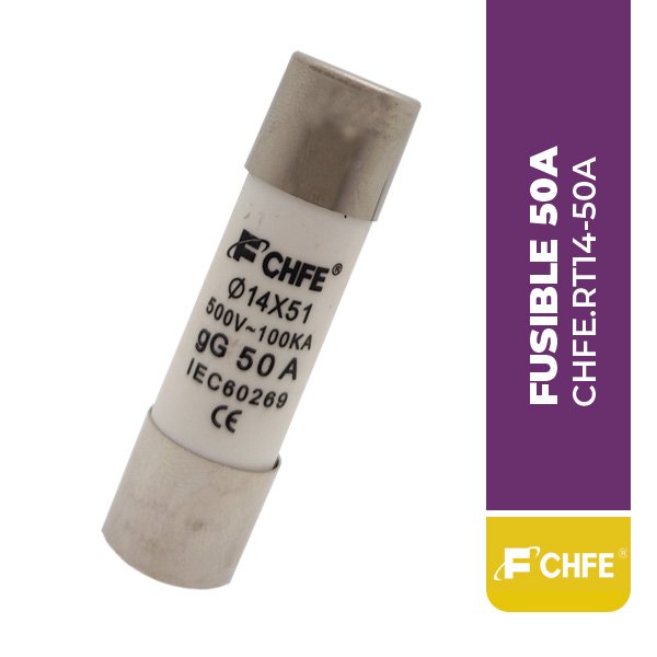 CHFE.RT14-50A FUSIBLE 50A, 14x51, Gg, 500V, 100kA, IEC 60269, CE, CHFE
