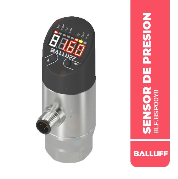 BLF.BSP00Y8 SENSOR DE PRESION, RANGO 0..100 BAR, CONECTOR M12 AP, IO-LONK 1.1, 2xPNP/NPN NA/NC, SALIDA 4-20MA/0-10V, IP67, BALLUFF