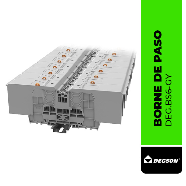 BORNE DE PASO BS6-GY CON CUBIERTA PROTECTORA, 2.5-35mm2, 125A, CONEXION TORNILLO, DEGSON