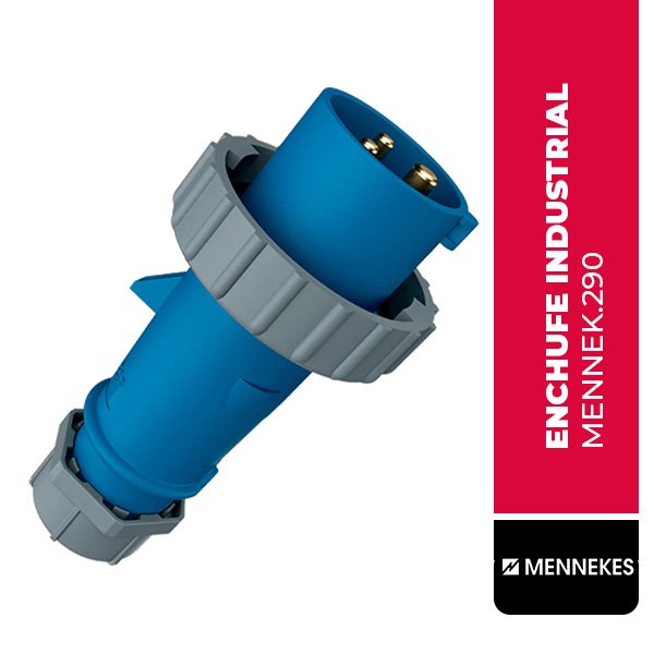 ENCHUFE INDUSTRIAL 32A, 2P+T, 250V, 3H, IP67, 6H, 50/60HZ, AZUL, MARCA MENNEKES