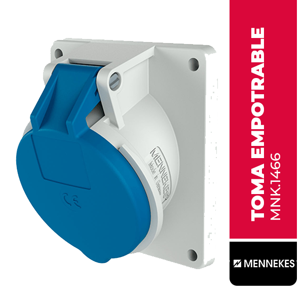TOMA EMPOTRABLE 16AMP 3P+T 250V AZUL 9H IP44, MENNEKES
