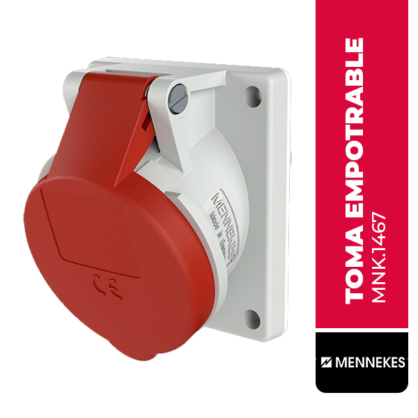 TOMA EMPOTRABLE, 3P+T, 16A, 415V, ROJO, 6H, IP44, MENNEKES