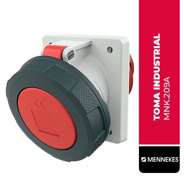 TOMA INDUSTRIAL EMPOTRADO 3P+N+T 63A 400V ROJO 6H IP67. MENNEKES