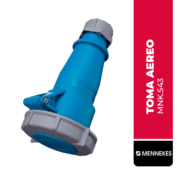 TOMA AEREO 16AMP 3P+T 250V AZUL 9H IP67, MODELO ANTIGUO 543, MENNEKES