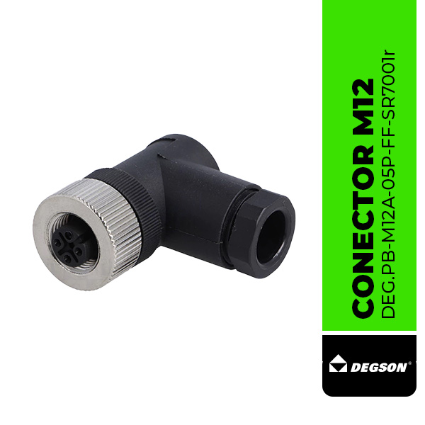 DEG.PB-M12A-05P-FF-SR7001 CONECTOR M12, HEMBRA ACODADO, DE 5 POLOS, CODIFICACION-A, 4A/60VAC, DIAM. CABLE EXT.=4.0-8.0mm, IP67, DEGSON