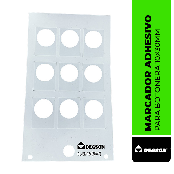 CL-EMP24 MARCADOR ADHESIVO PARA BOTONERA 10X30MM, Ø24MM, DEGSON