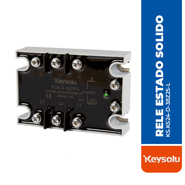 RELE ESTADO SOLIDO TRIFASICO, ENTRADA 4-32VDC, SALIDA 48-480VAC, 25A SCR, CUBIERTA PROT. + ALMOHADILLA TERMICA, KEYSOLU